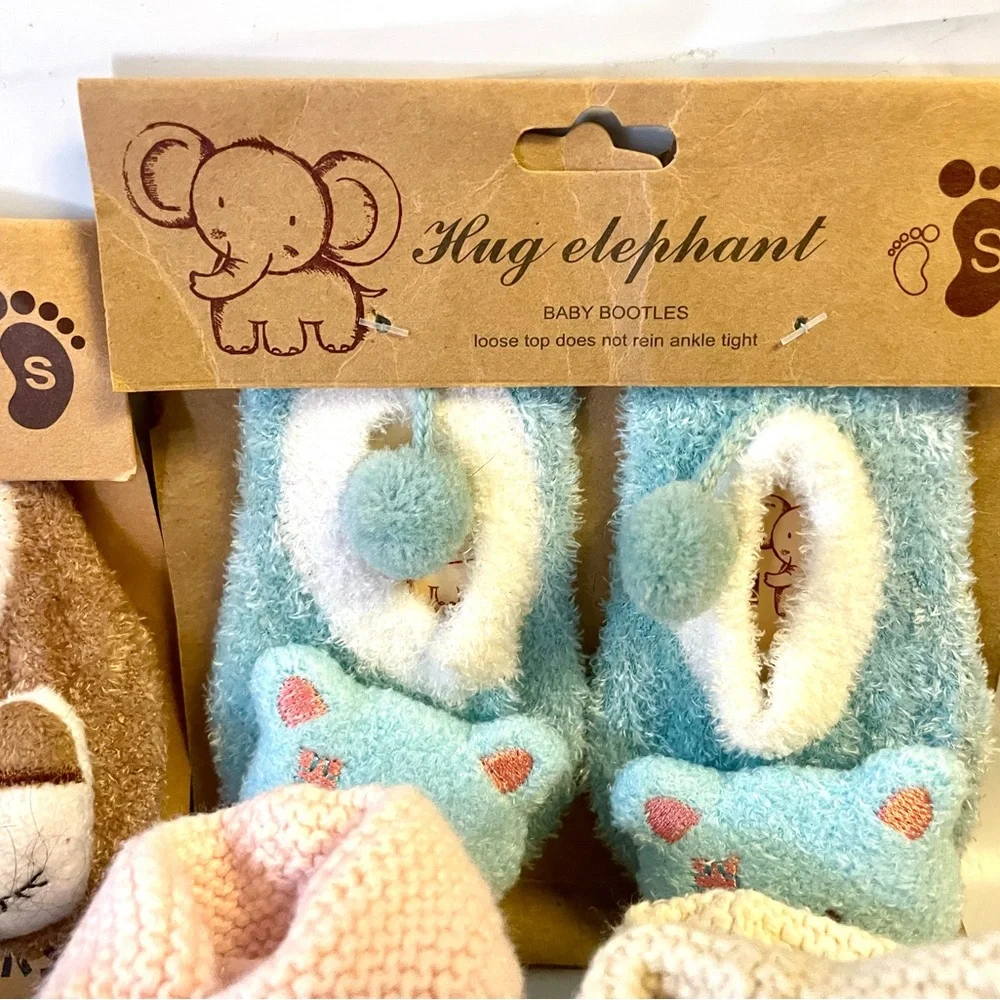 Assorted Baby‎ Booties & Socks - Pink, Blue, Brown, Black